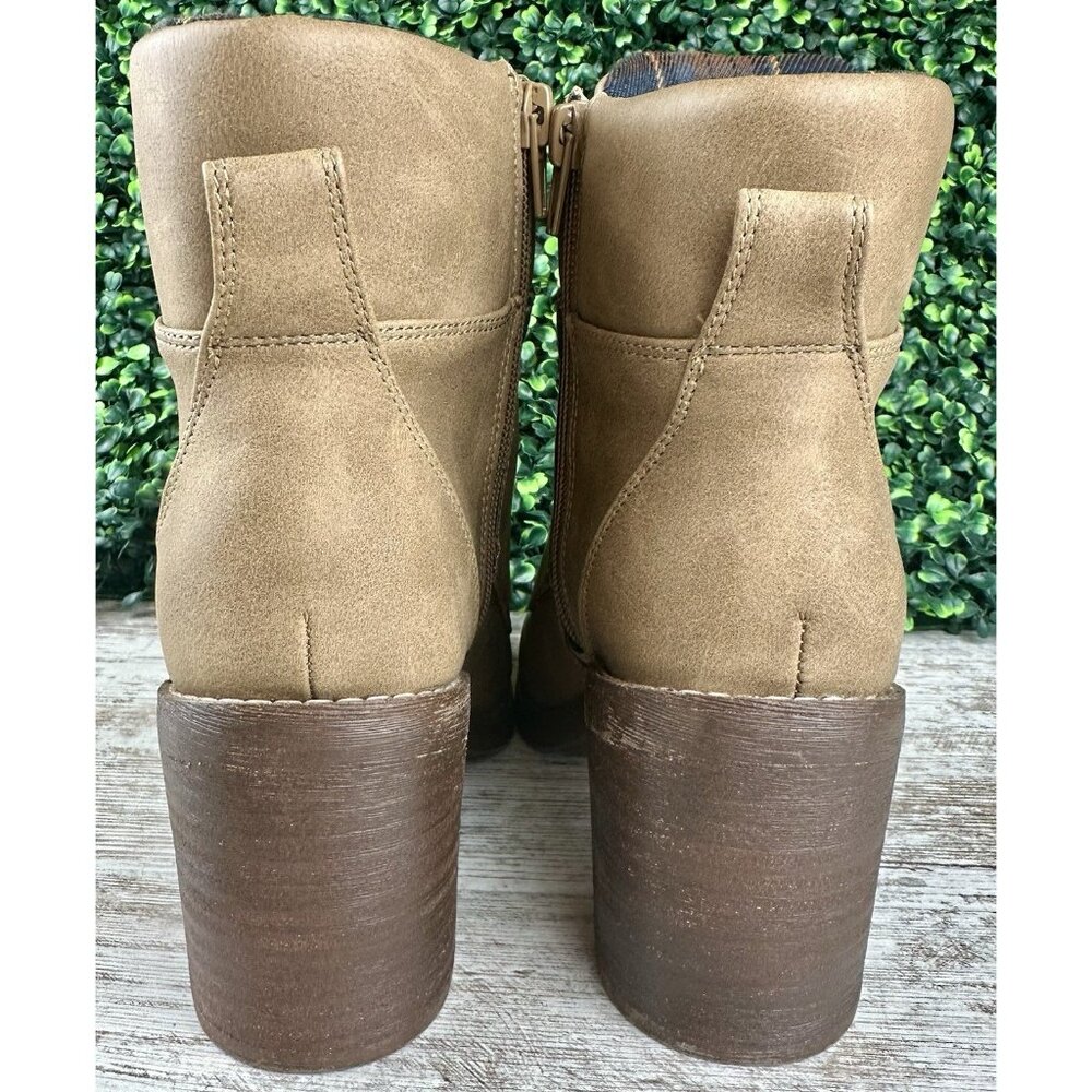 CROWN VINTAGE Hollis Boot Women’s 7M Mocha Lace Up Zip Heel Faux Leather Rugged - Picture 6 of 14